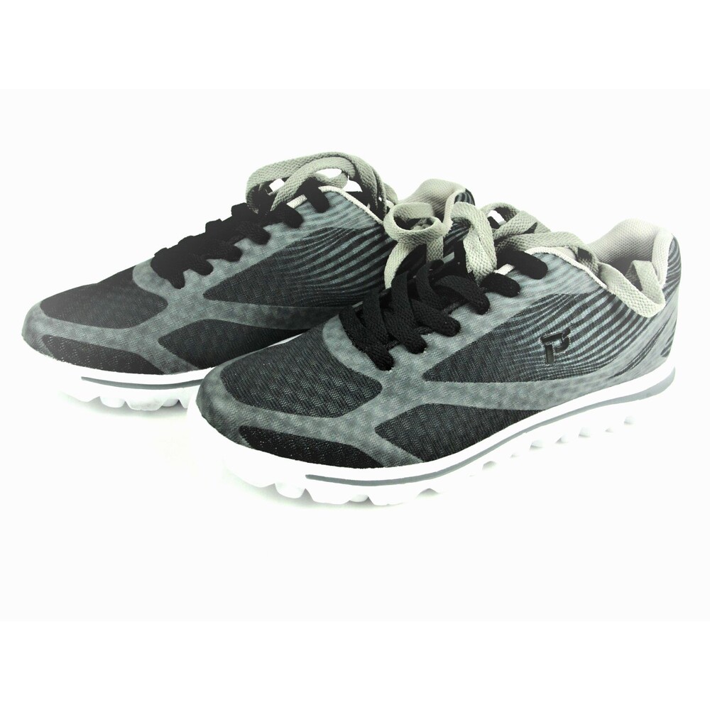 Propet Womens BLACK Grey  Bailey Running Walking Lightweight Mesh Sneaker 7 Wide